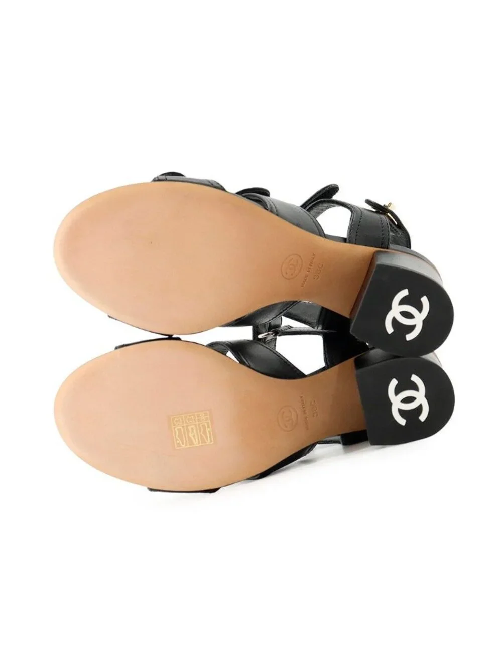 Chanel Sandals CC Logo Turnlock 38c Shoes Black